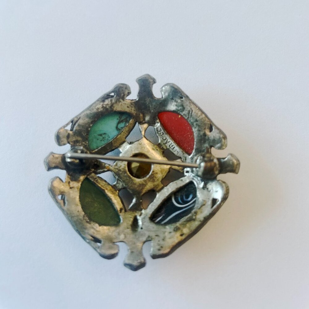 Signed Miracle Multi Color Stone Brooch - Picture 4 of 5